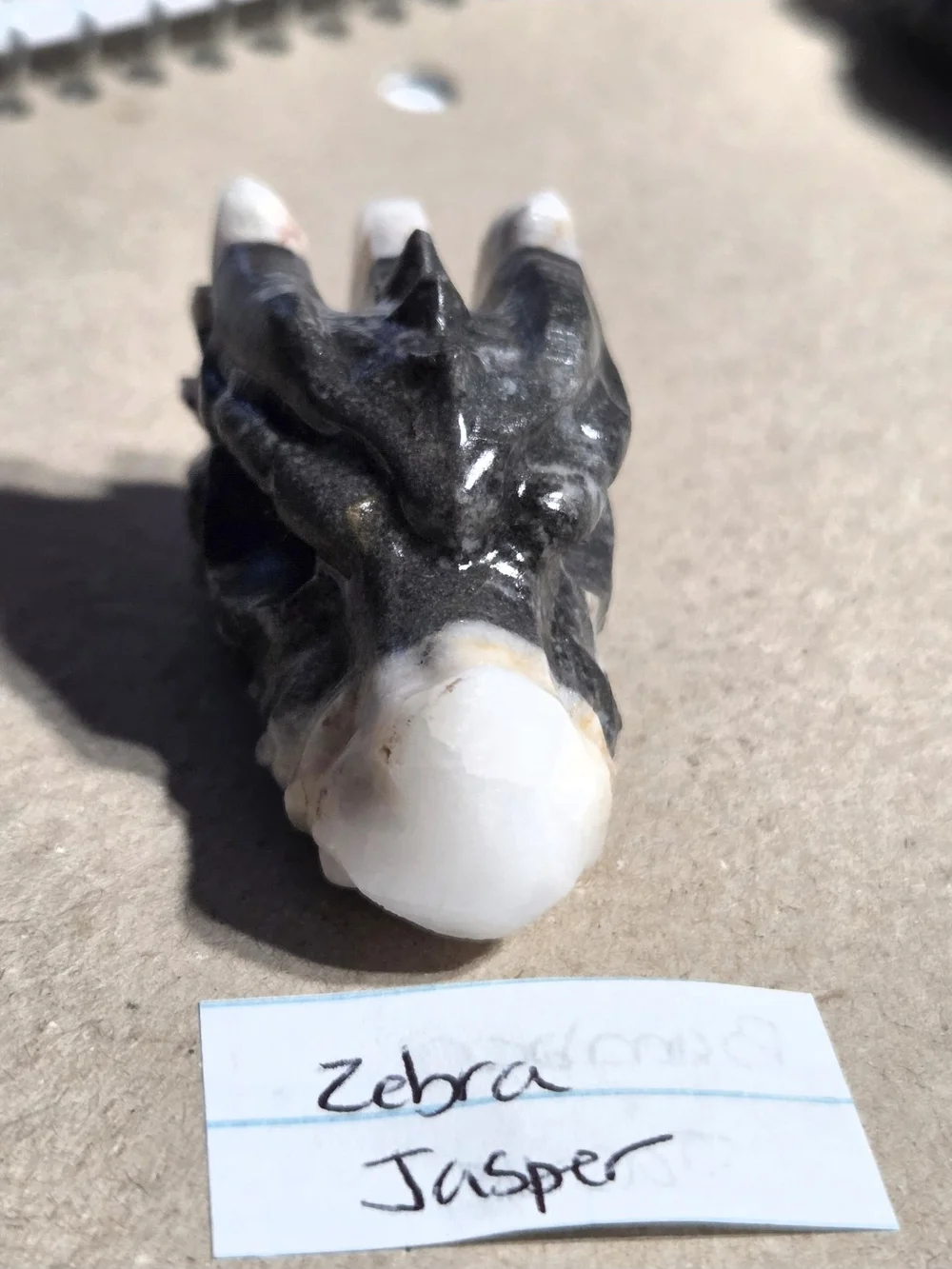 Zebra Jasper Decorative Reptile Ornament - Black & White